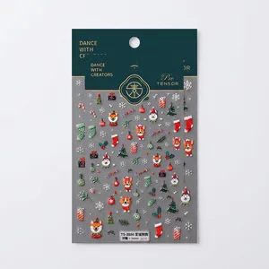 3D Christmas dog nail stickers with embossed corgi and husky festive patterns