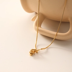 Knot Pendant Necklace For Women 18K Gold Plated Stainless Steel Snake Chain Sailor Knot Tarnish Free Minimalist Jewelry