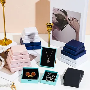 Square textured jewelry gift boxes in multiple colors for rings and necklaces