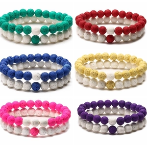 Lava Stone Aromatherapy Beaded Bracelets Couple Matching Distance Volcanic Rock Handmade Jewelry