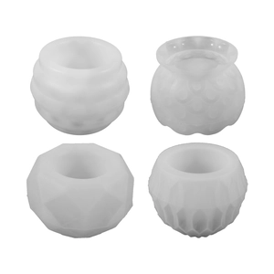 Lot de moules en silicone pour bougies avec motifs à facettes et losanges
