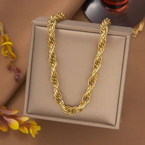 Double Layer Intertwined Keel Chain Stainless Steel Necklace For Women Fashion Gold Silver Twist Chain Bracelet Jewelry
