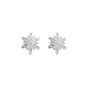Elegant snowflake stud earrings with sparkling marquise and round cut zirconia stones