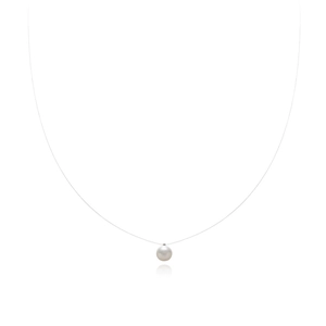 Minimalist single natural pearl necklace with transparent invisible fishing line chain