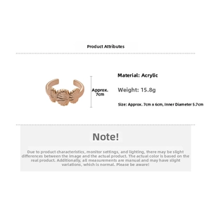 Detail of rose gold acrylic horseshoe cuff bracelet with 5.7cm inner diameter size