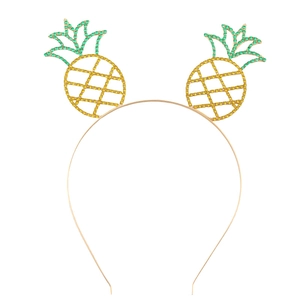 Pineapple Coconut Tree Rhinestone Headband Alloy Summer Beach Party Hairband Fruit Theme Hair Accessories For Women Girls