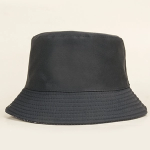 Classic black cotton canvas bucket hat with stitched brim for sun protection and travel