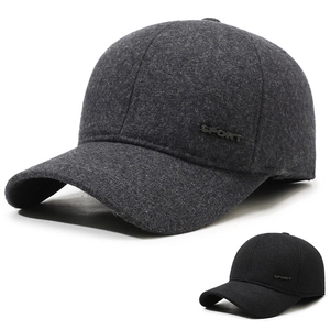 Men Winter Warm Baseball Cap Woolen Fabric Cotton Thickened Windproof Ear Protection Hat For Middle Aged Elderly Dad Grandpa