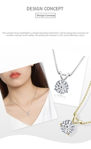 Detailed view of 18k gold and silver plated moissanite pendants with classic prong setting