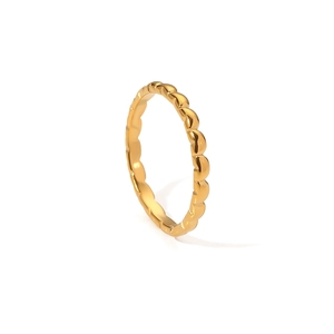 Minimalist 18k gold plated stainless steel dotted wave ring with a modern sleek design