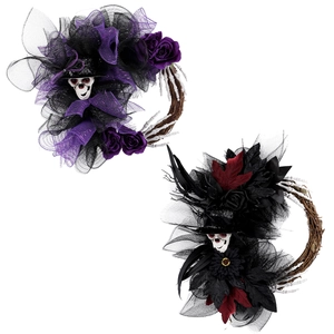 Set di ghirlande di Halloween con teschi e rose su rami per decorazioni di feste