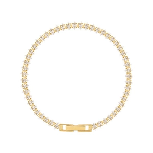 Elegant gold marquise-cut zircon tennis bracelet with fold-over clasp on white background