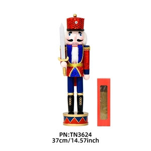 Traditional 36cm sequined nutcracker soldier wooden doll decoration with gift box