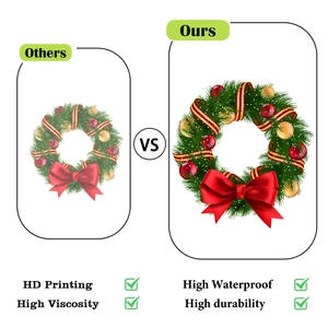 Détails de l'impression HD et de la qualité imperméable du sticker fenêtre couronne Noël