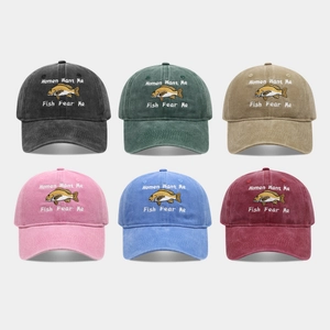 Casquette De Baseball En Coton Lavé Broderie Women Want Me Fish Fear Me Chapeau De Pêche Drôle Vintage Délavé Pare-soleil Réglable Hommes Femmes