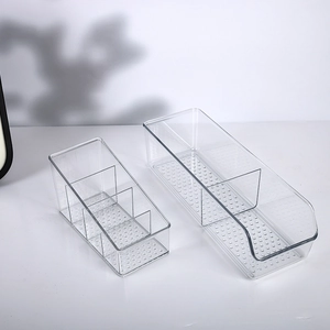 Clear Plastic Desktop Organizer Multi Compartment Divided Storage Box For Cosmetics Tea Bags Stationery Office Bathroom