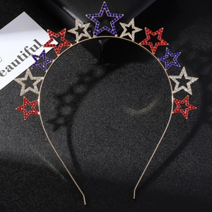 Glittering star crown headband with red blue and silver rhinestones for Independence Day