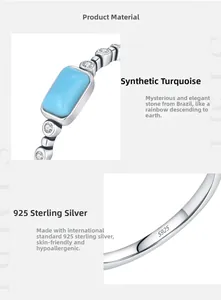 Macro detail of S925 sterling silver ring with square turquoise and zircon stones