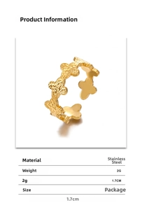 Detail of adjustable gold-plated stainless steel star moon ring with size and weight specs