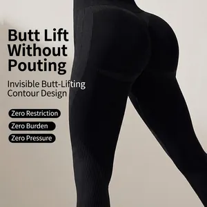 Legging de yoga noir sans couture à taille haute avec design sculptant pour le fitness