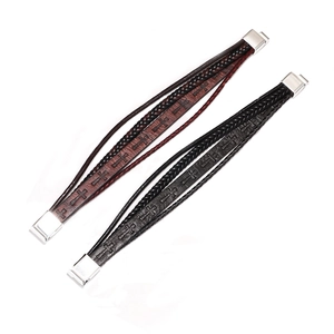 Mens handmade braided leather bracelet with cross pattern and magnetic alloy clasp