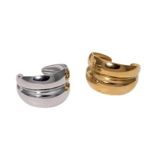 Minimalist double-layered 18k gold and silver stainless steel ear cuffs for women