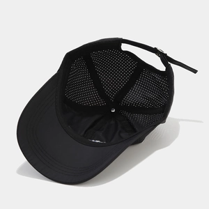 Quick-dry breathable black mesh baseball cap with adjustable strap for outdoor sports