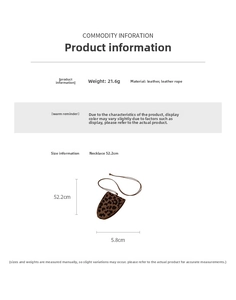 Detailed specs of leopard print faux leather glasses pouch necklace with dimensions
