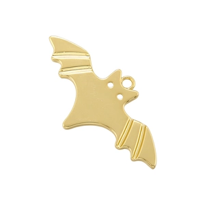 Detailed view of a golden bat pendant with a smooth metallic finish for jewelry making