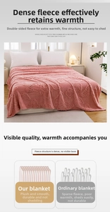 Detail of pink flannel blanket featuring 3D embossed butterfly patterns and soft texture