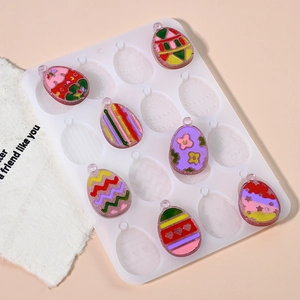 Easter egg resin mold for DIY earrings and pendants featuring 12 unique egg shapes