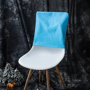 Sky blue Christmas chair cover with light-up festive Santa and snowman decorative pattern