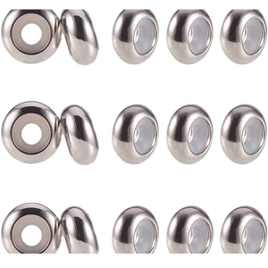 Silver flat round spacer beads with silicone core for DIY jewelry and bracelet making