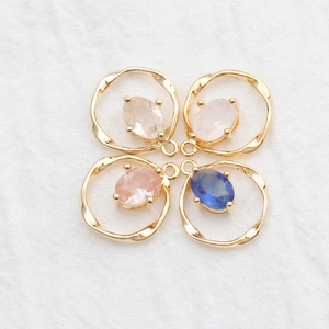 18k gold plated twisted circle pendants with colorful crystal zircon for DIY jewelry making
