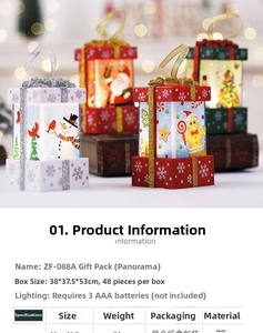 Luminous Christmas gift box lamp with snowman and Santa patterns for holiday decoration