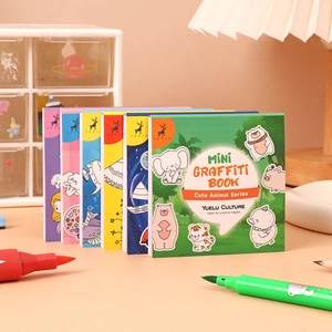 Kids Mini Coloring Book Cartoon Graffiti Notebook Portable Thickened Paper Drawing Pad Educational Toy For Toddlers Children Gift