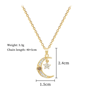 Spécifications détaillées de taille pour collier croissant de lune et étoile en zircon