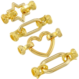 Brass Gold Plated Heart Star Connector Clasp DIY Necklace Bracelet Jewelry Making Component Findings