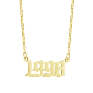 Collier pour femme en acier inoxydable plaqué or 18 carats avec pendentif 1998
