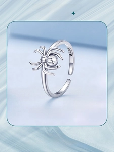Detail showing the S925 sterling silver hallmark inside the adjustable spider ring