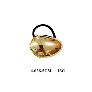Punk style gold irregular geometric metal hair clip with black elastic ponytail holder