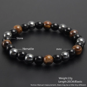 Amazonite tiger eye stone beaded elastic bracelet for men and women 8mm beads
