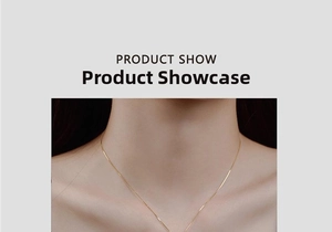 Detailed view of elegant gold thin box chain necklace worn on a woman neck