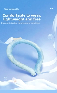 Macro detail of PCM cooling neck ring with blue ice texture and ergonomic U-shaped design