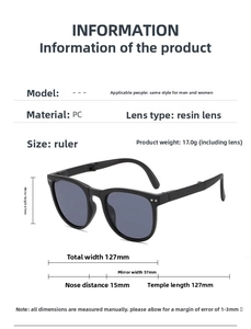 Spécifications de taille pour lunettes de soleil pliables enfant avec monture PC et résine