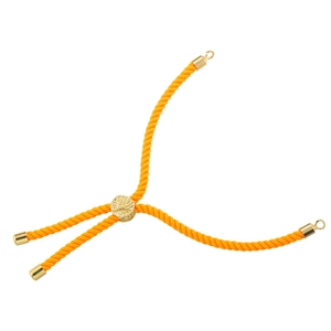 Adjustable orange Milan cord with golden leaf slider for DIY jewelry making