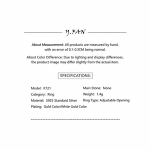 Specifications for S925 sterling silver adjustable irregular heartbeat ring
