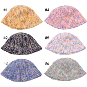 Cappelli alla pescatora in maglia arcobaleno multicolore in sei varianti per autunno e inverno