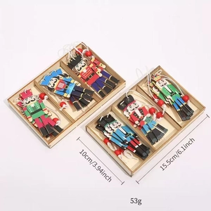 Wooden Nutcracker ornaments set with size 15.5x10cm shown in a display box