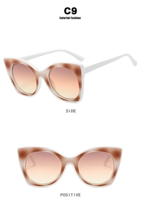 Cat eye glasses frames with C9 color block design and anti-blue light clear lenses